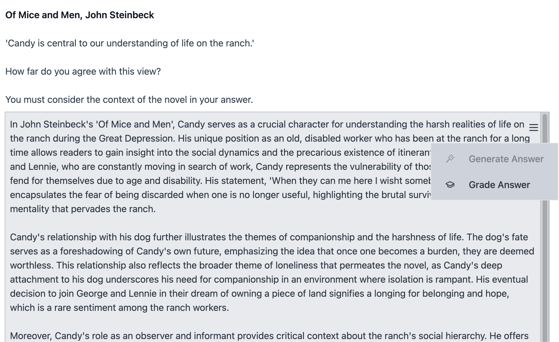 AI-generated model answer example